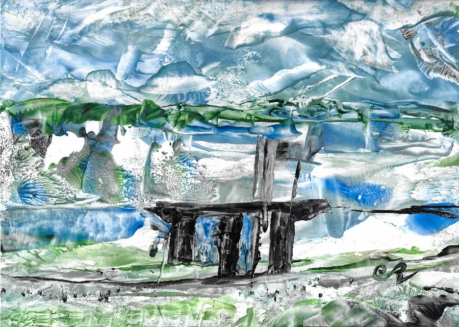 �tang de la Brenne en peinture � la cire par Catherine R�ault-Crosnier.