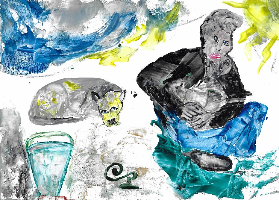 Peinture � la cire de Catherine R�ault-Crosnier illustrant le po�me Dixain VI de Maurice Rollinat.