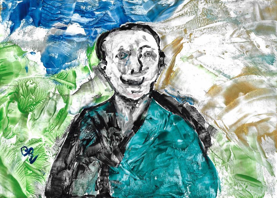 Portrait d'Edmond Haraucoiurt en peinture � la cire par Catherine R�ault-Crosnier.