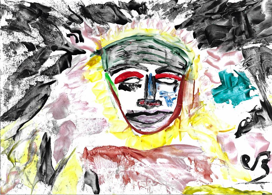 Peinture � la cire de Catherine R�ault-Crosnier illustrant le po�me L'Hypocrisie de Maurice Rollinat.
