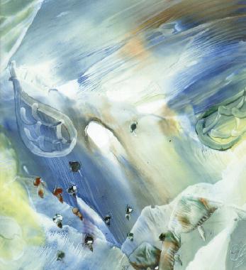 Peinture à la cire de Catherine Réault-Crosnier intitulée Souffle d’un ange.