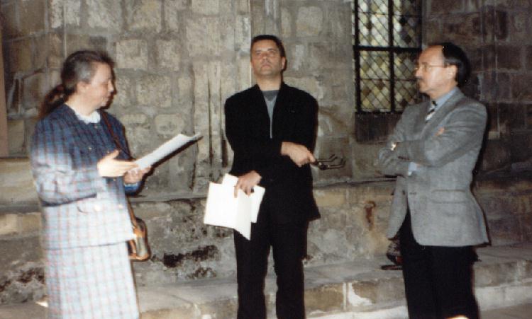 Inauguration du "Mur de poésie de Tours" 2000 - De gauche à droite : Catherine RÉAULT-CROSNIER, Jean-Pierre TOLOCHARD et Dominique SCHMITT