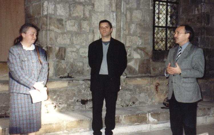 Inauguration du "Mur de poésie de Tours" 2000 - De gauche à droite : Catherine RÉAULT-CROSNIER, Jean-Pierre TOLOCHARD et Dominique SCHMITT