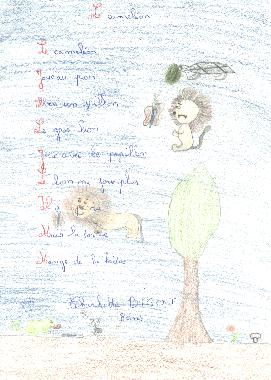 Poème LE CAMÉLÉON de Charlotte BIGOT, exposé au Mur de poésie de Tours 2001.
