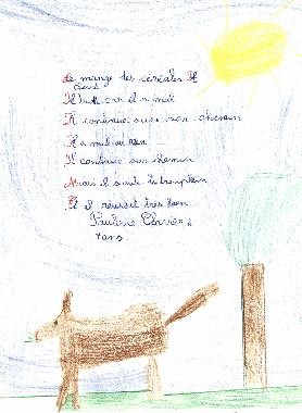 Poème LE CHEVAL de Pauline CLAVIER, exposé au Mur de poésie de Tours 2001.