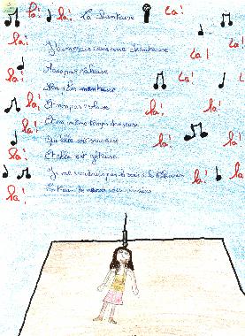 Poème LA CHANTEUSE de Pauline COLIN, exposé au Mur de poésie de Tours 2001.