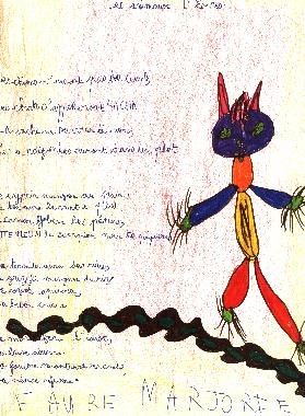 Poème LES ANIMAUX D'ESVRES de Marjorie FAURE, exposé au Mur de poésie de Tours 2001.