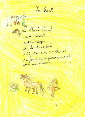 Poème LE CHEVAL de Bérénice MOREAU, exposé au Mur de poésie de Tours 2001.
