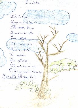 Poème LA TORTUE de Gwenaelle TURMEAU, exposé au Mur de poésie de Tours 2001.