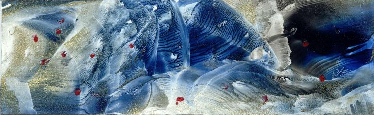 Peinture à la cire de Catherine RÉAULT-CROSNIER, illustrant le poème BLUES NOIR de Jérôme TOVIGNON CARLOS.