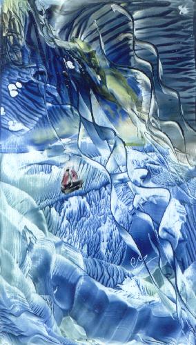 Peinture  la cire de Catherine RAULT-CROSNIERillustrant le pome LA MARE DE MIDI de Paul CLAUDEL.