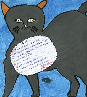 Dessin de Bénédicte GLORIA, illustrant son poème "Le chat".