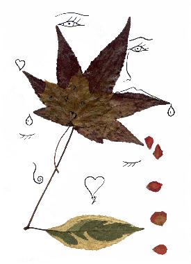 Collage et dessin illustrant le pome GREEN de Paul VERLAINE.
