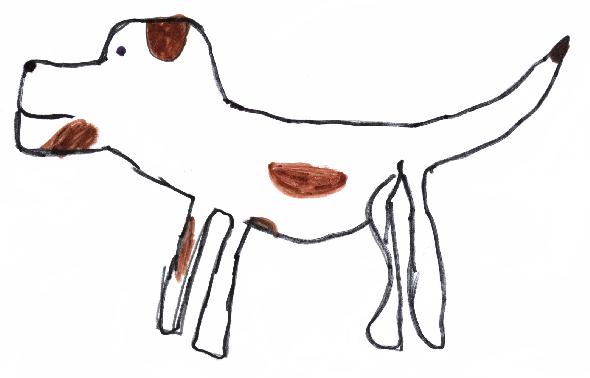Dessin de Laura MICHENE illustrant son poème "Les chiens".