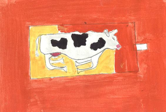 Peinture de Joseph LAZARE illustrant son pome "La vache".