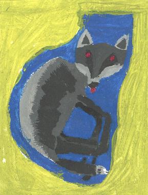 Peinture de Julien PÉPIN illustrant son poème "Le loup".