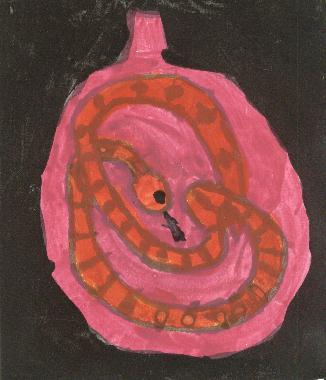 Peinture d'Aurélia RUIZ illustrant son poème "Le serpent".