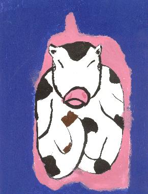 Peinture de Marie VIGNON illustrant son poème "La vache".
