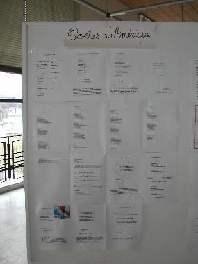 Panneau des poètes d'Amérique exposés au "Mur de poésie de Tours" 2003.