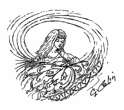 Dessin de Georges COLIN, illustrant son pome LA DENTELLIRE.