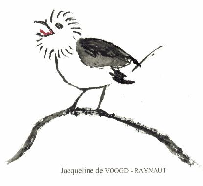 Dessin de Jacqueline de VOOGD-RAYNAUT, illustrant son poème L'ÉVEIL.