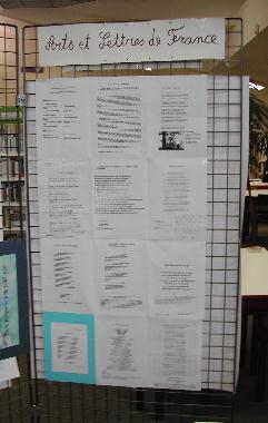 Panneau des poèmes exposés par les membres de l'association Arts et Lettres de France, au Mur de poésie de Tours 2004.