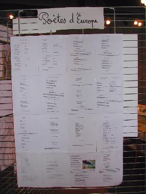 Panneau n° 1 des poètes d'Europe exposé au Mur de poésie de Tours 2005.