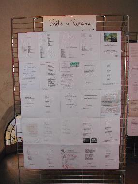 Panneau n° 1 des poètes de Touraine exposé au Mur de poésie de Tours 2005.