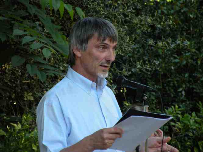François Lacore le 30 août 2013, lors de la rencontre littéraire dans le jardin des Prébendes à Tours.