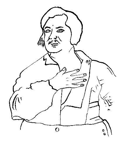 Portrait d'Honoré de Balzac, encre de Chine de Catherine Réault-Crosnier.