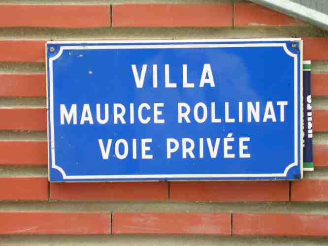 Plaque de la Villa Maurice Rollinat à Paris.